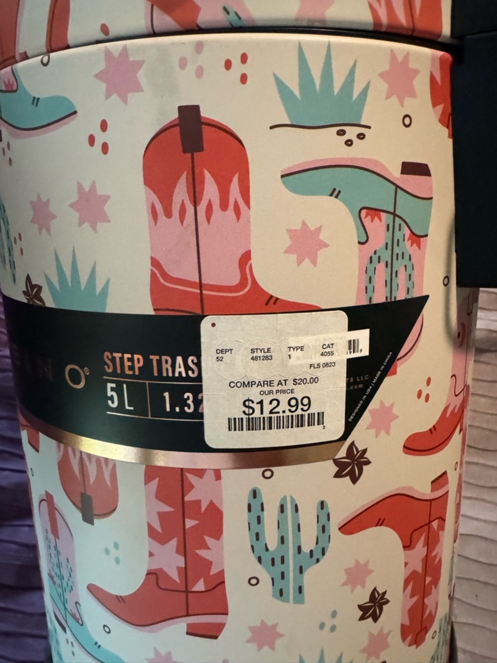 Western Step Trash Bin 5 L 1.32 Gallon - Picture 2 of 3